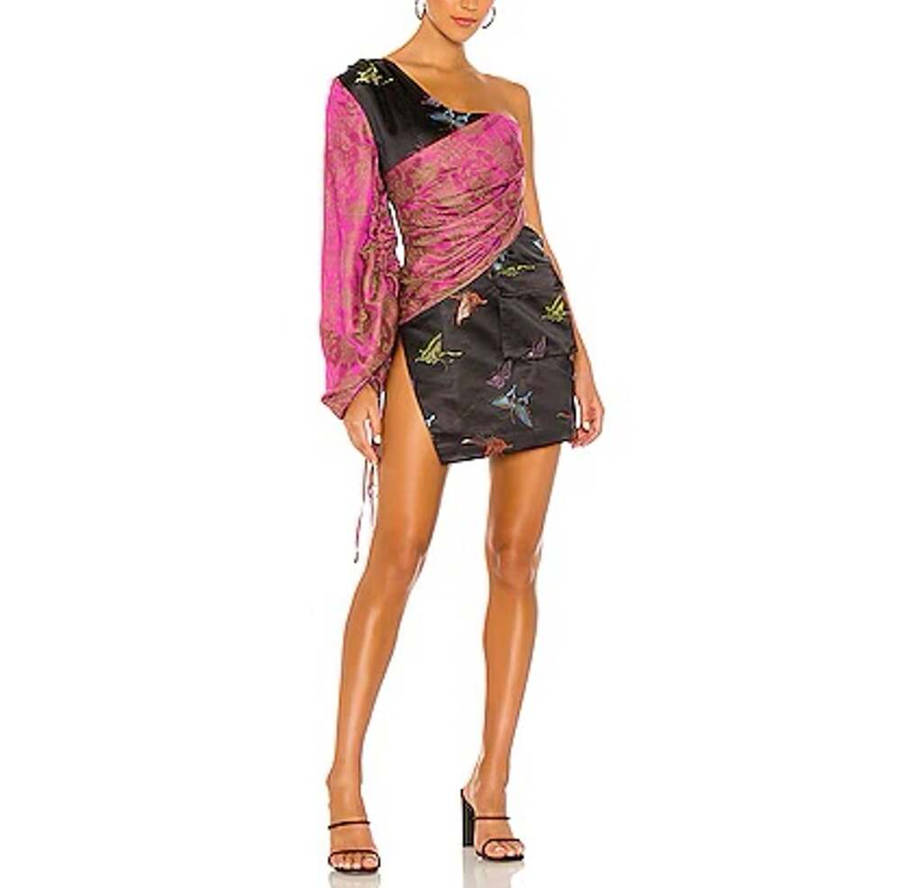 Kim Shui Draped Multicolor Butterfly Brocade Dress Size XS